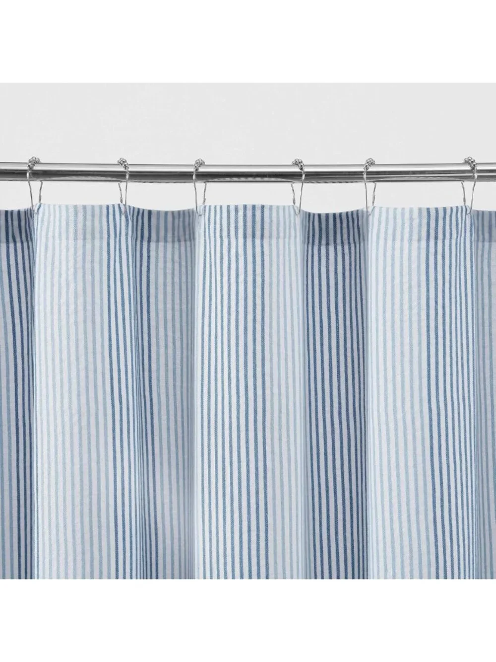 Coastal Stripe Shower Curtain, Soft Cotton Blend, Breathable Fabric, 70x72 Ocean